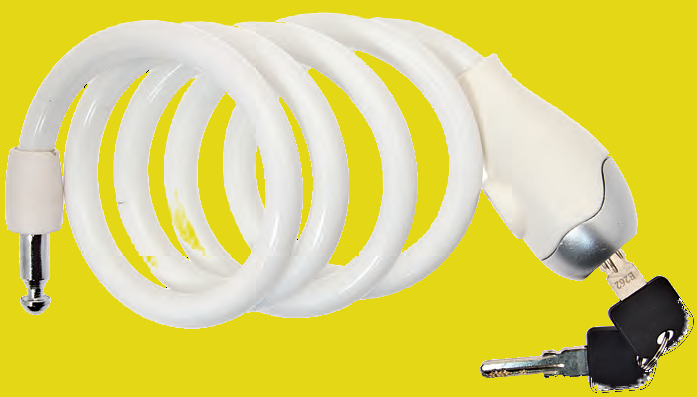ART.LU 13 BI Lucchetto a spirale in silicone 120 cm. x 12 mm bianco ART.LU 13 BI Lucchetto a spirale in silicone 120 cm. x 12 mm bianco
